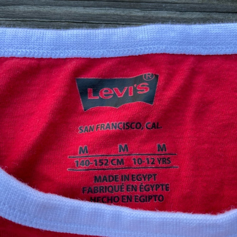 Levis Kids Shirt Red Round Neck Tee Size M (10-12 years ) (140-152cm) - Picture 5 of 8